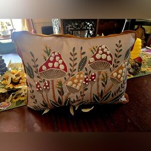 Embroidered Mushroom lumbar Pillow